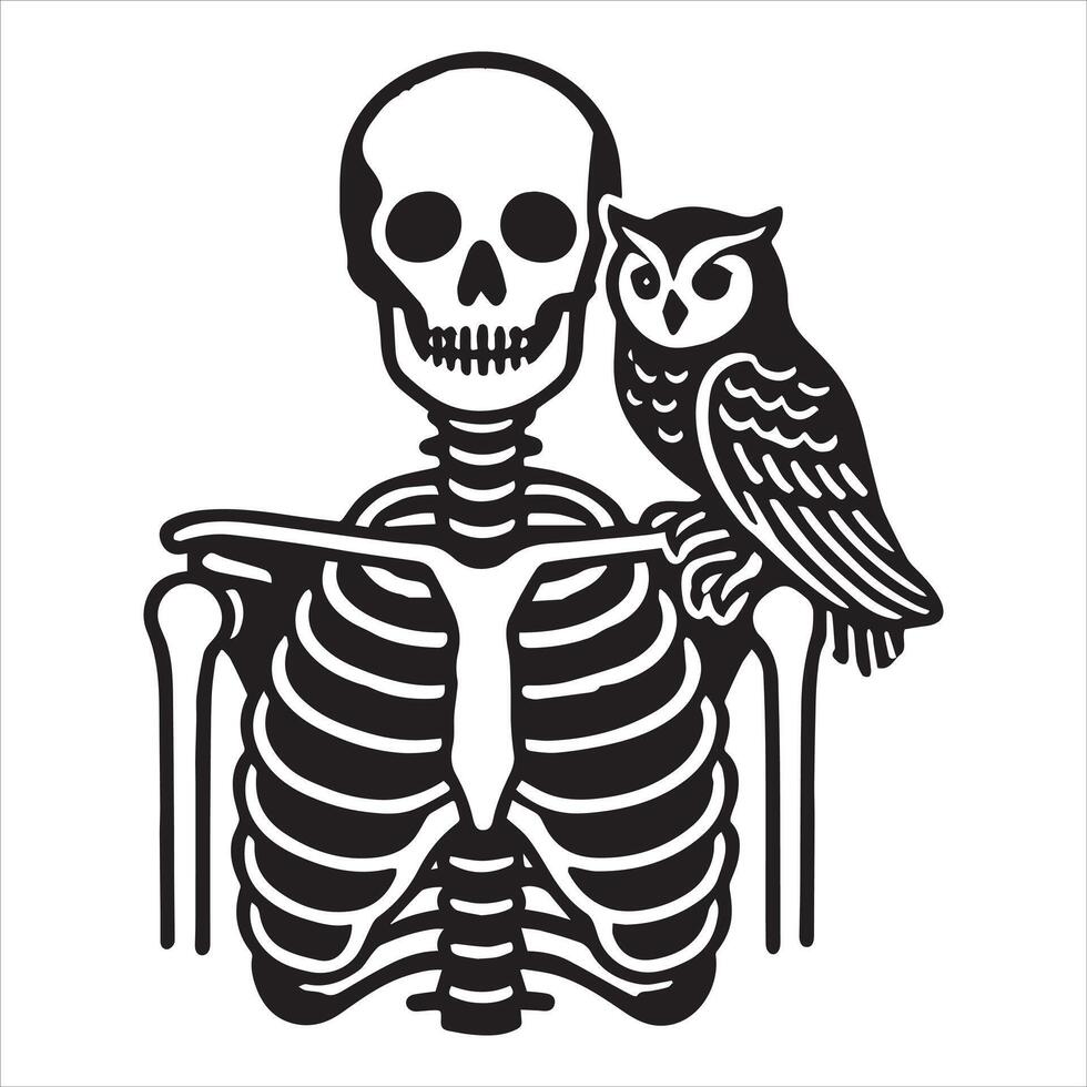 Bone Hunter and Owl Clipart Illustration vector