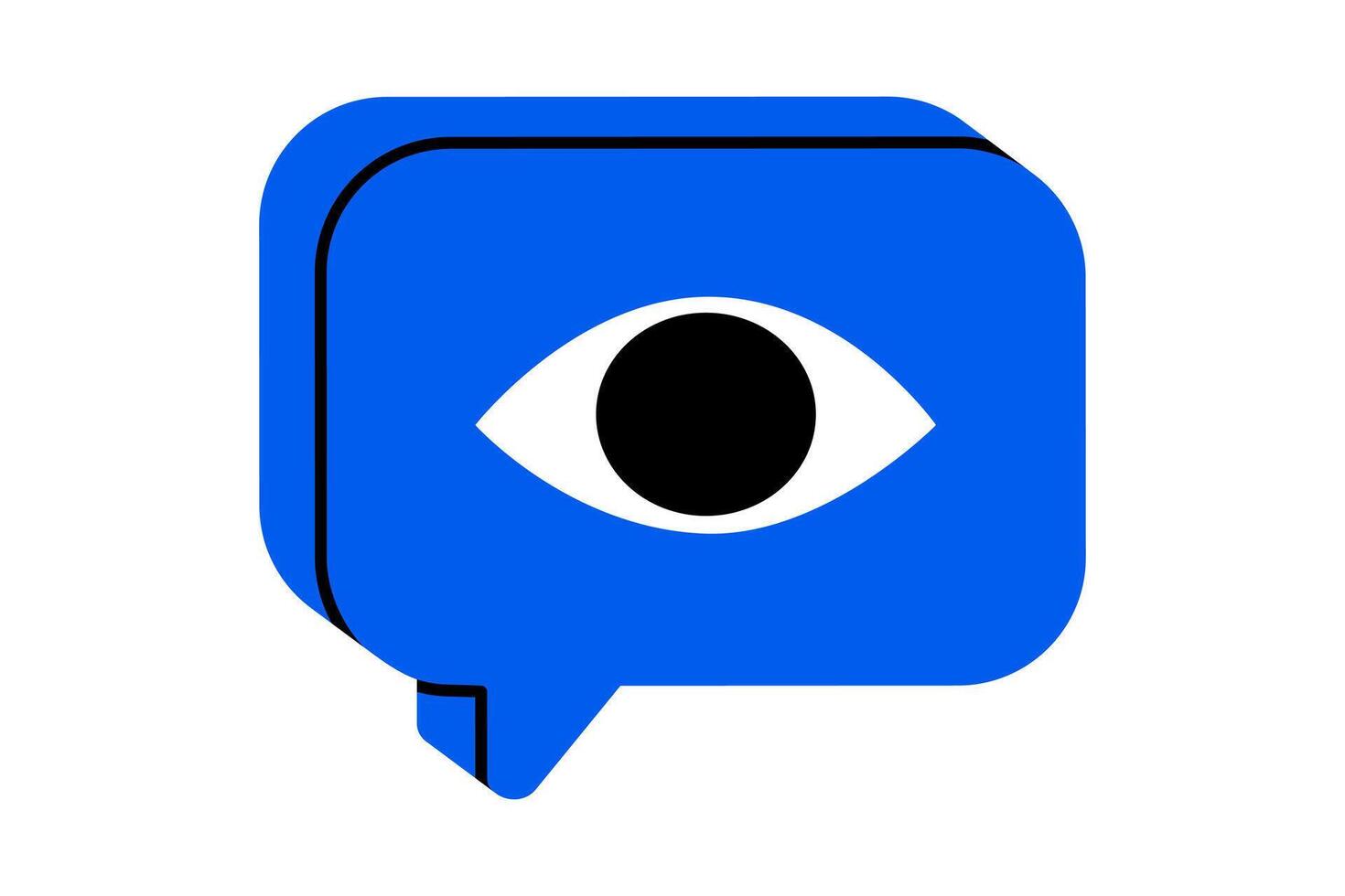 Hand drawn cute illustration of speech bubble with eye. Flat views number message doodle. Online notification. Social media popularity icon. Audience engagement. Follower reaction. Isolated. vector