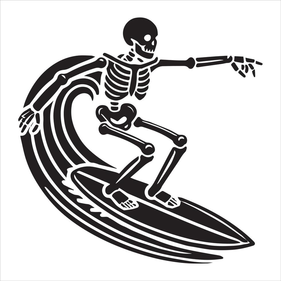 Undead Surfer Skeleton Design vector