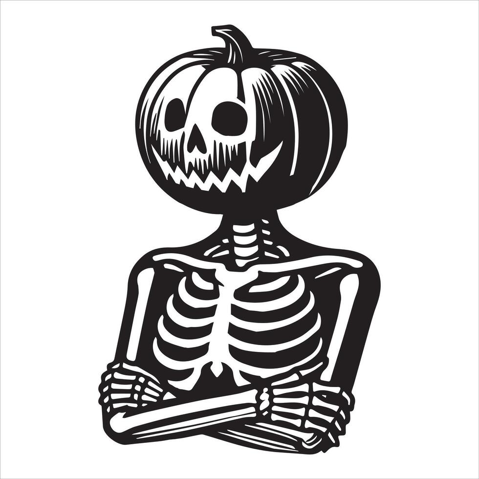 Pumpkin Head Skeleton in the Shadows vector