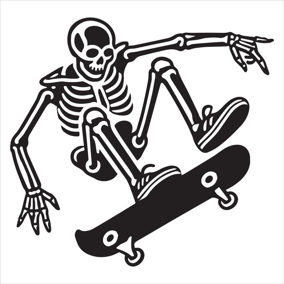 Skeleton Riding Skateboard illustration , vector