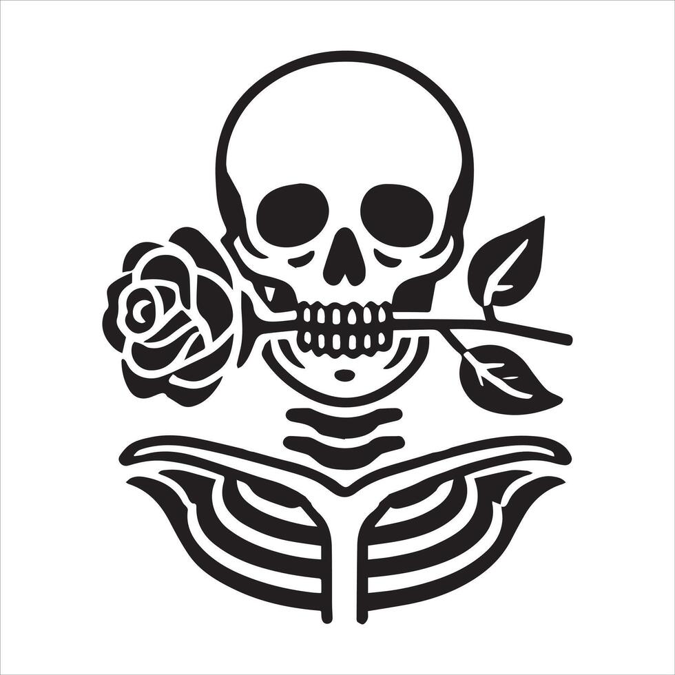 Rose-Bearing Skeleton Clipart Design vector