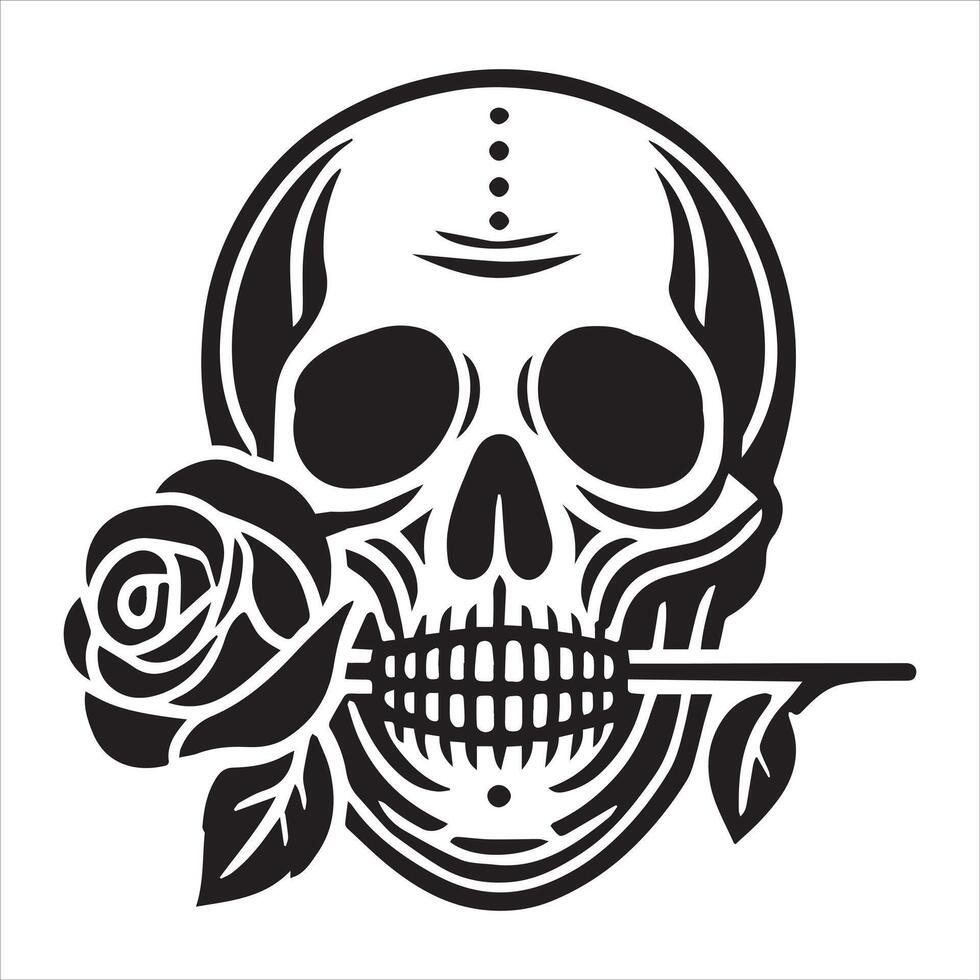 Bone Holding Rose Clipart Illustration vector