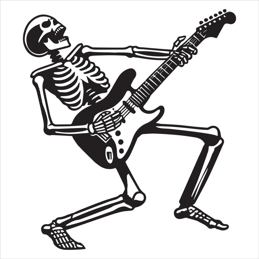 Skeleton Playing Guitar Clipart Design vector