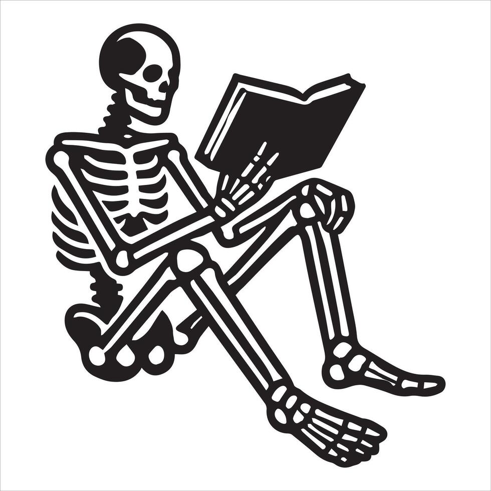 Skeleton Reading Book Clipart Design vector