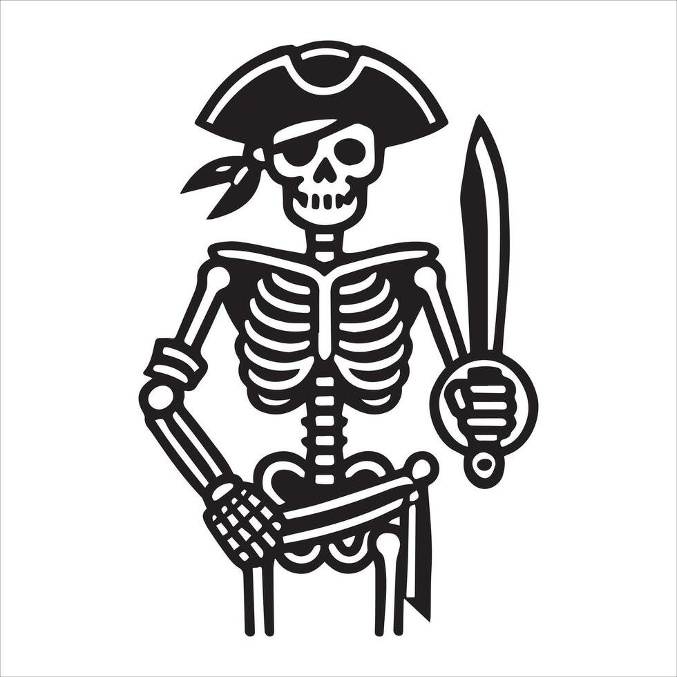 Bone Warrior Pirate Illustration vector