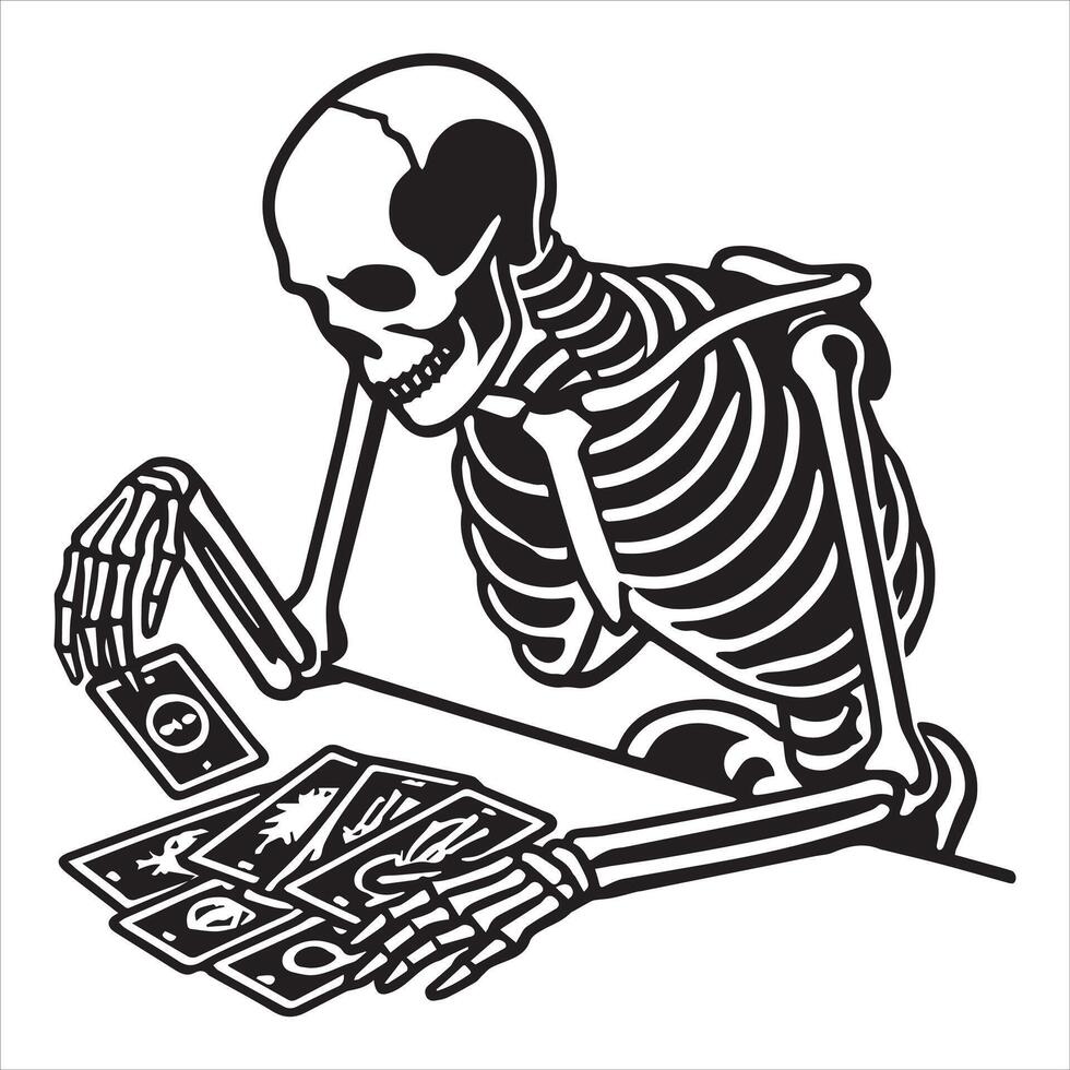 Tarot Cards in the Hands of a Skeleton vector