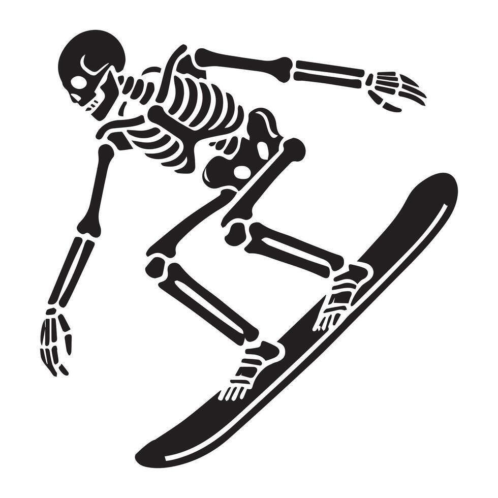 Skeleton Riding the Slopes Clipart vector