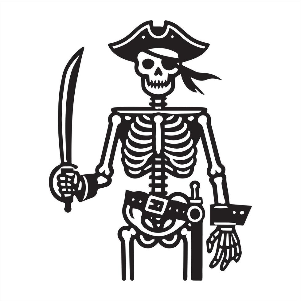 Skeleton Pirate Knight Design vector