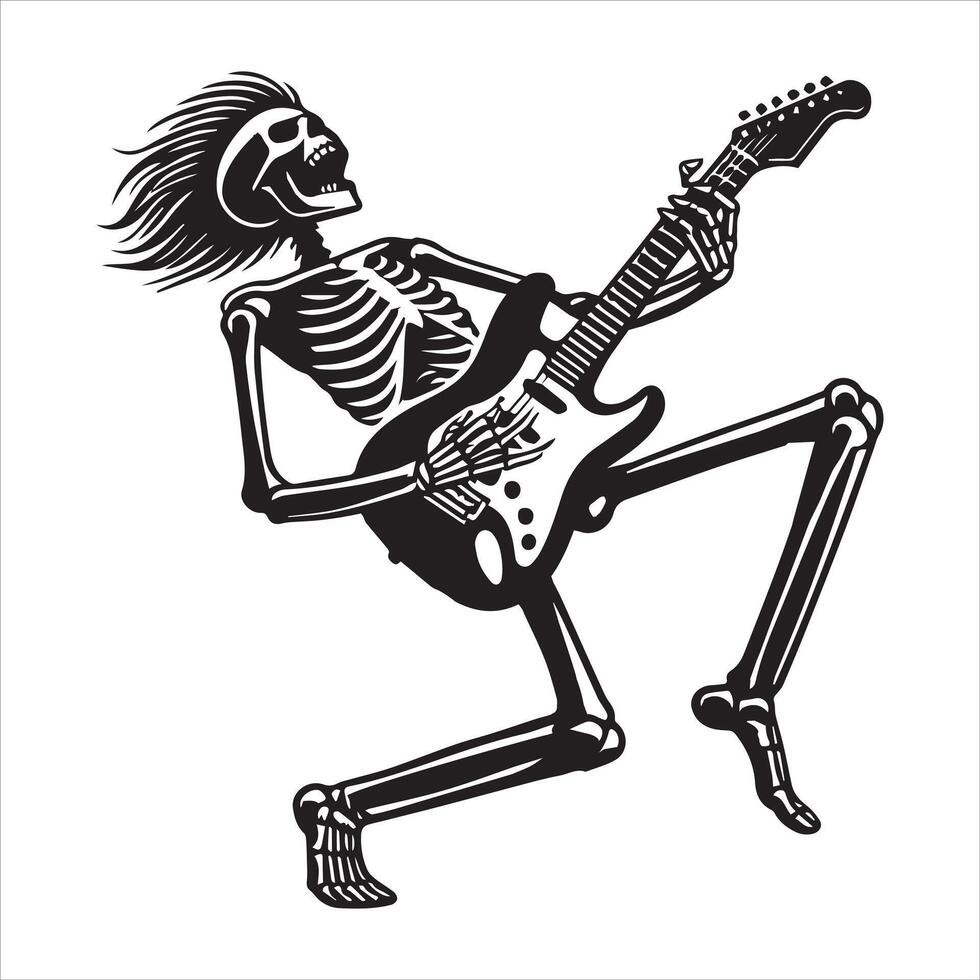 Rocking Skeleton Guitarist Clipart vector