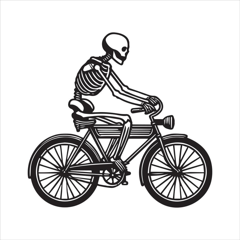 Skeleton Cycling Clipart Design vector