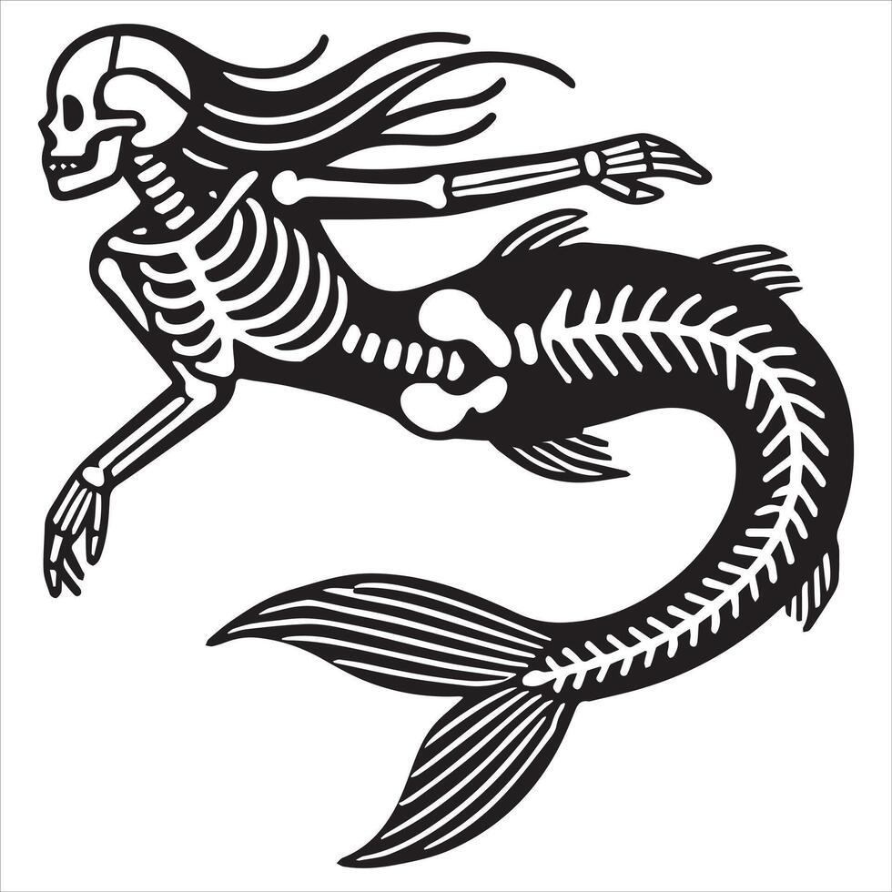 Skeleton Mermaid Design vector