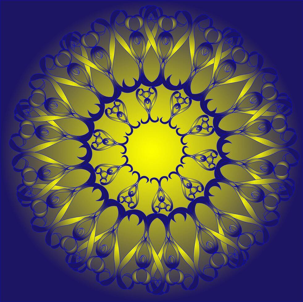 Abstract round pattern in yellow color on blue background vector