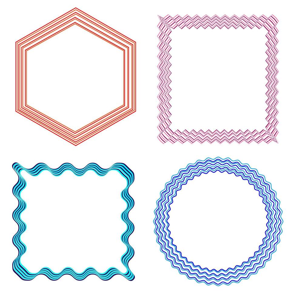 A set of four beautiful multi-colored frames located on a white background vector