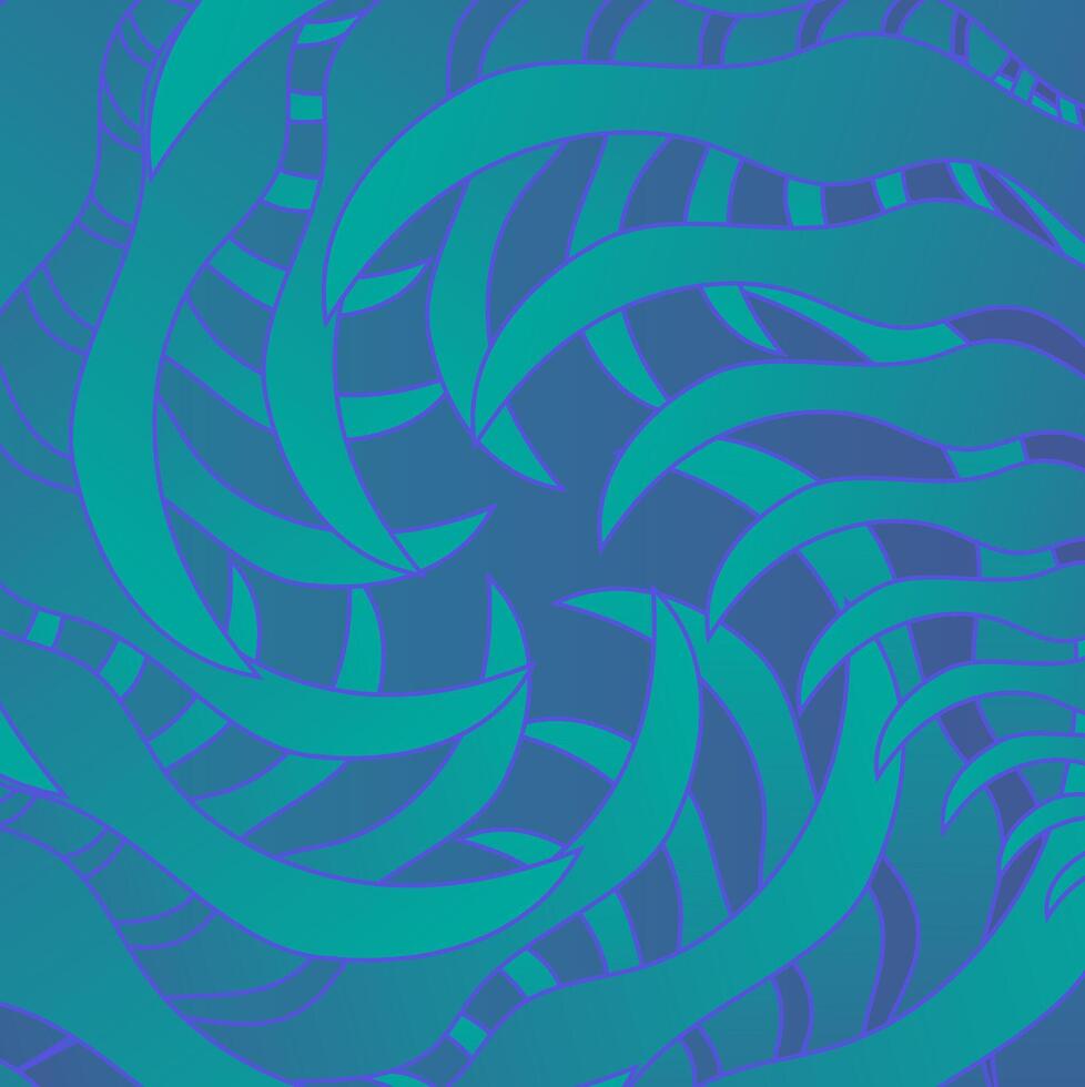Abstract blue background decorated with a pattern located in a circle in the form of seaweed vector