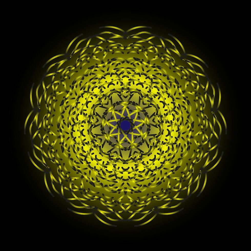 Beautiful round gold pattern on a black background vector