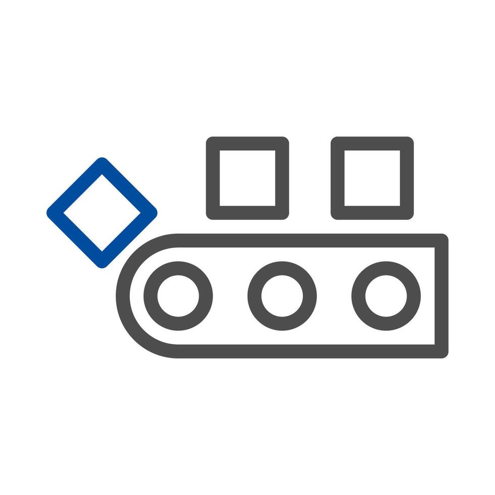 Conveyor belt icon with boxes. Concept of automation, production, and logistics. vector