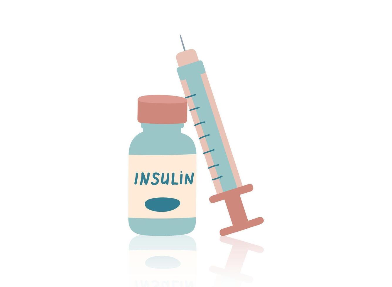 Concept of diabetes control, insulin injections. Insulin ampoule and special syringe for injection. vector