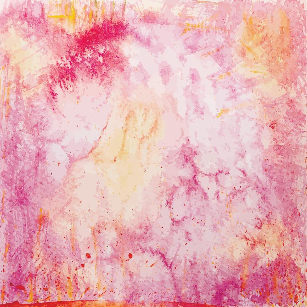 Hand Drawn Square Pink and Orange Watercolor Grunge Background vector
