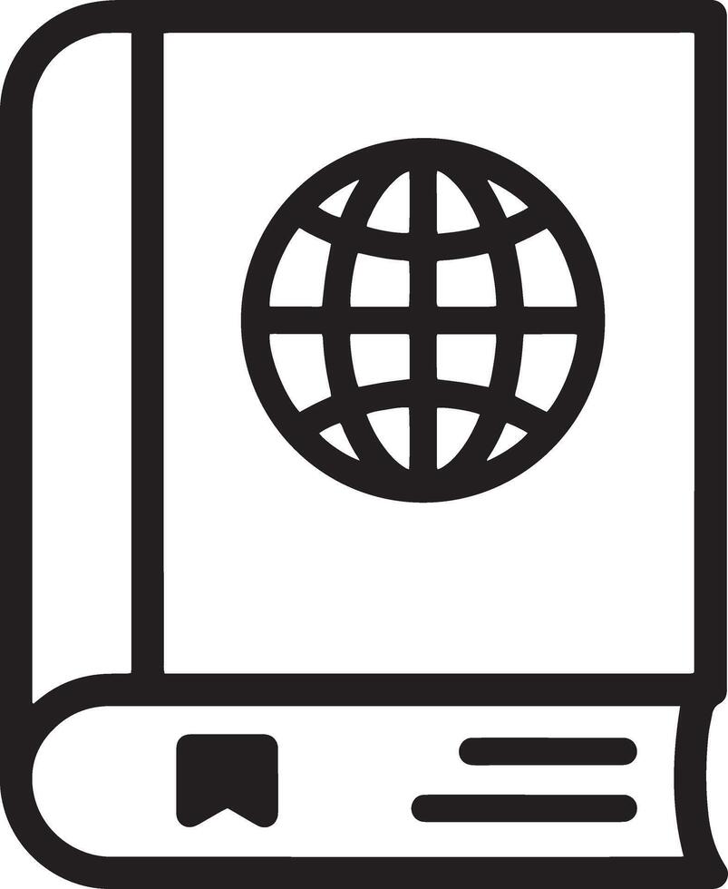 Clean and Professional Icon of a Closed Book Featuring a Web Symbol vector