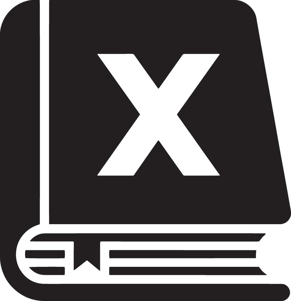 Create a Minimalistic Closed Book Illustration with an 'X' Symbol vector