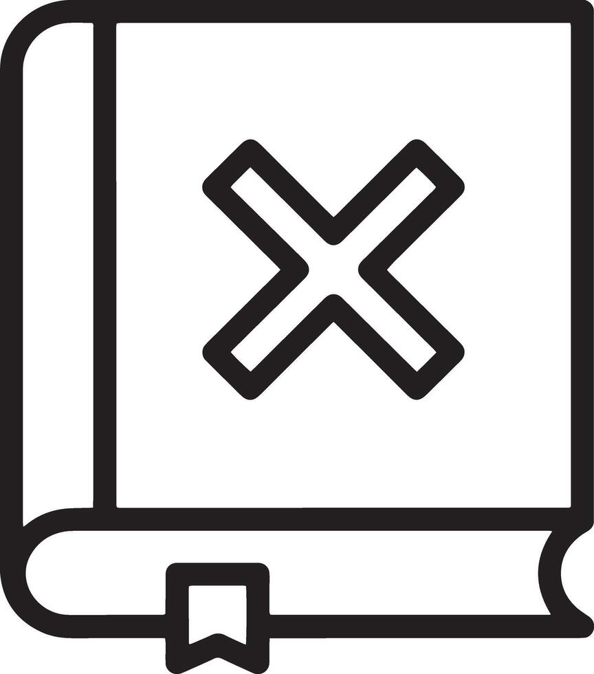 Clean and Minimal Closed Book Icon with 'X' Symbol for Invalidity vector