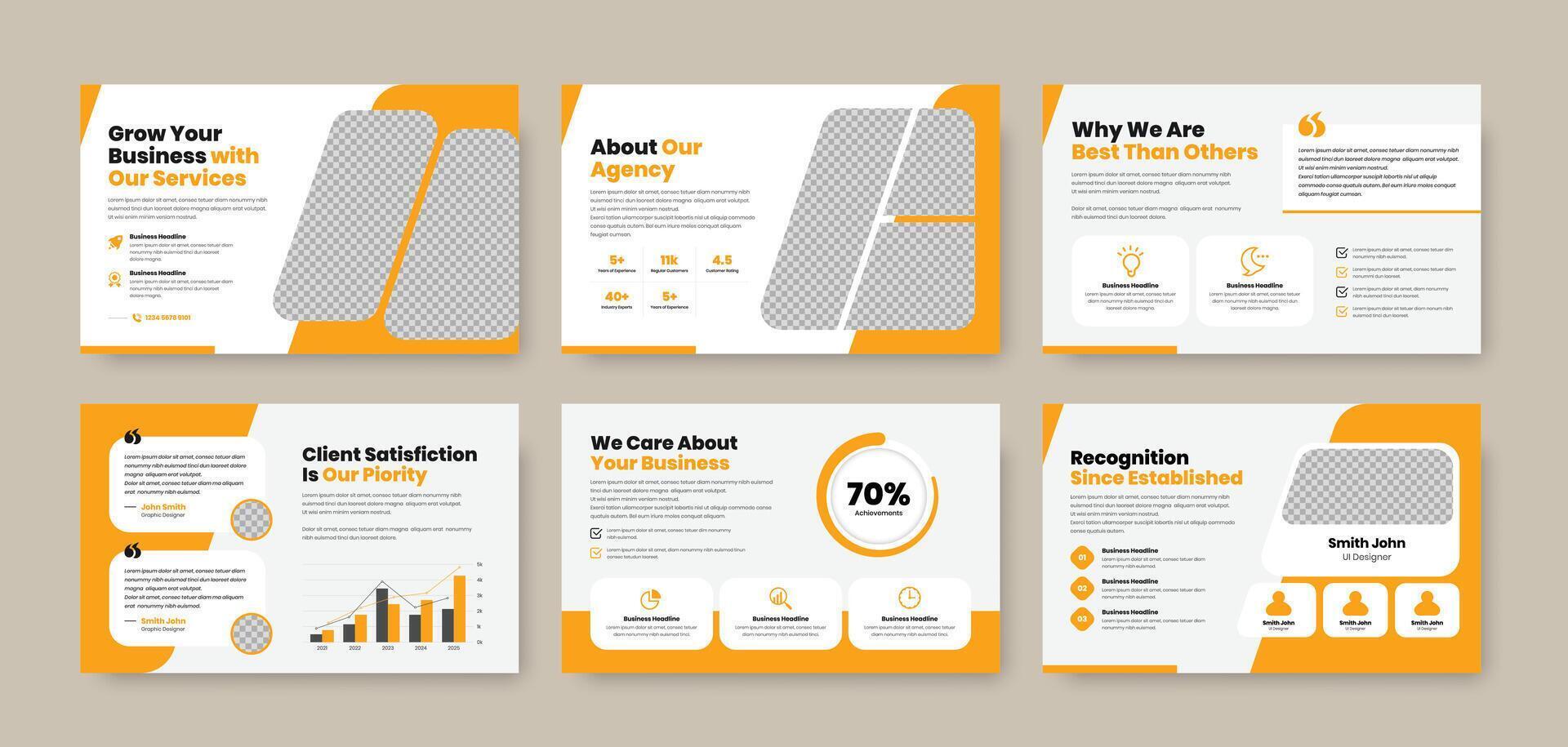 Corporate annual business report and data presentation simple slider template set design vector