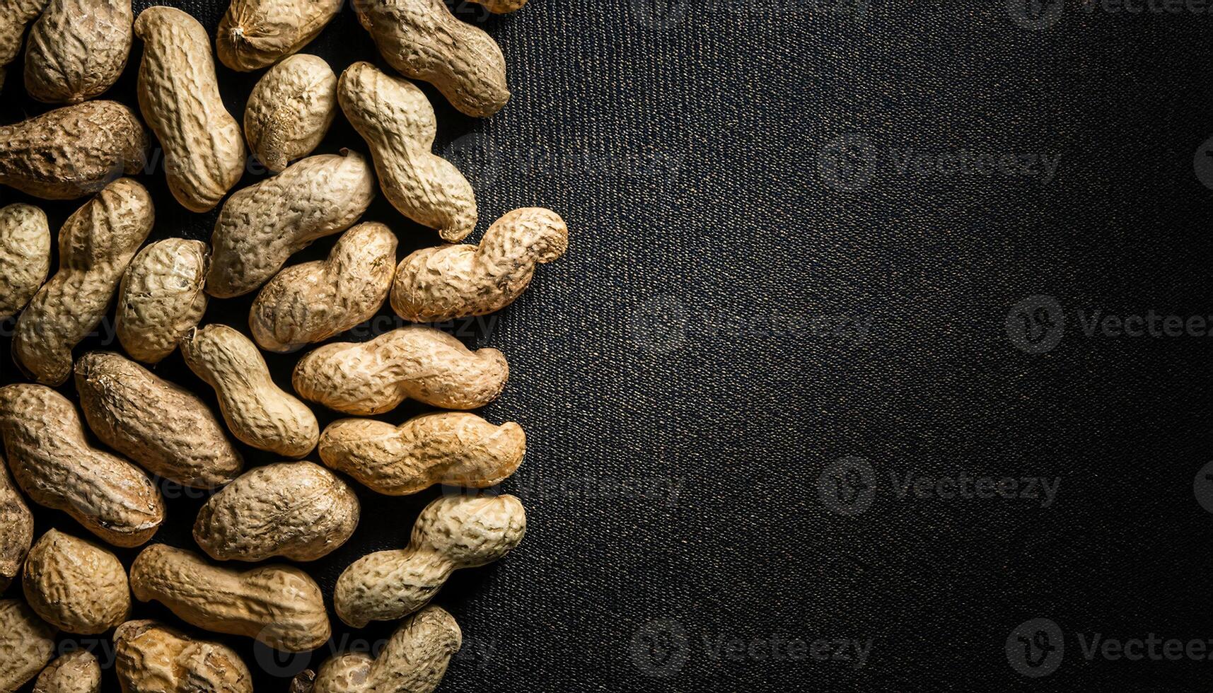 close-up view of fresh unshelled peanuts arranged on a textured surface for healthy snack concepts and rustic food photography photo