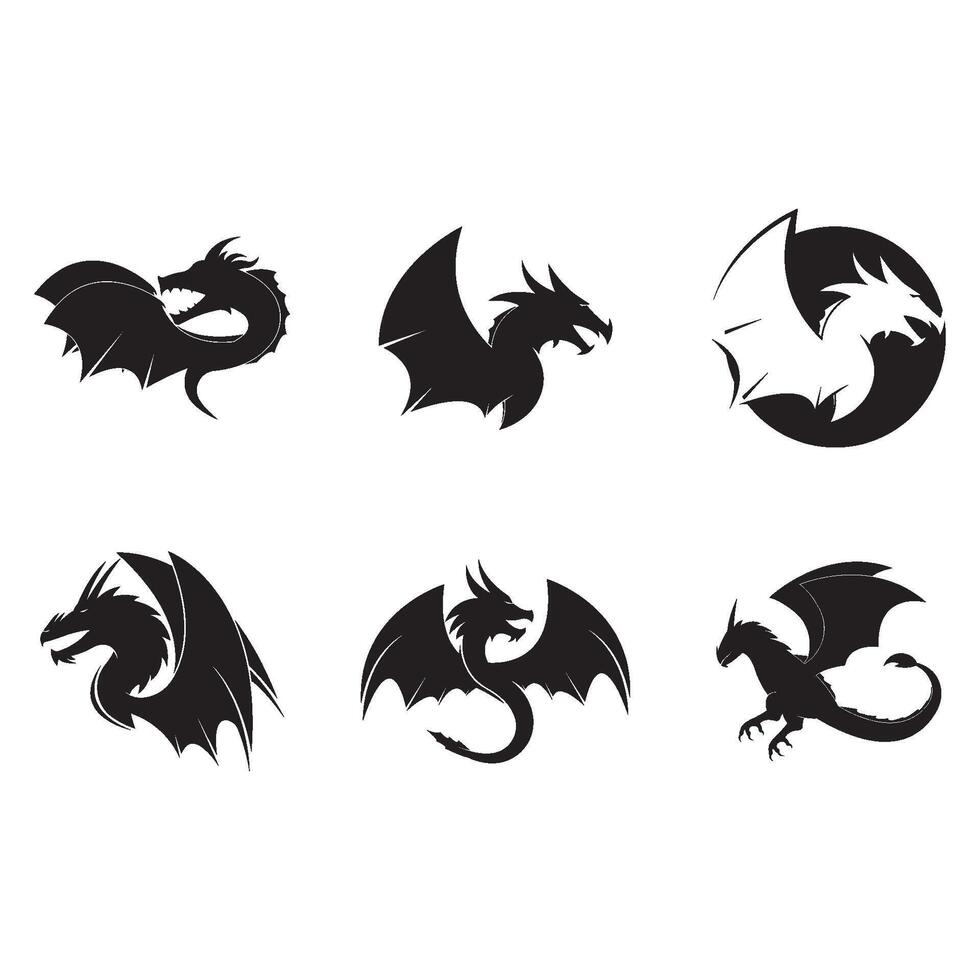 set Dragon icon illustration flat design vector