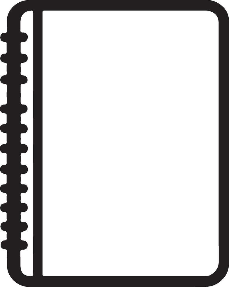Minimalist notebook icon spiral binding simple black outline. vector