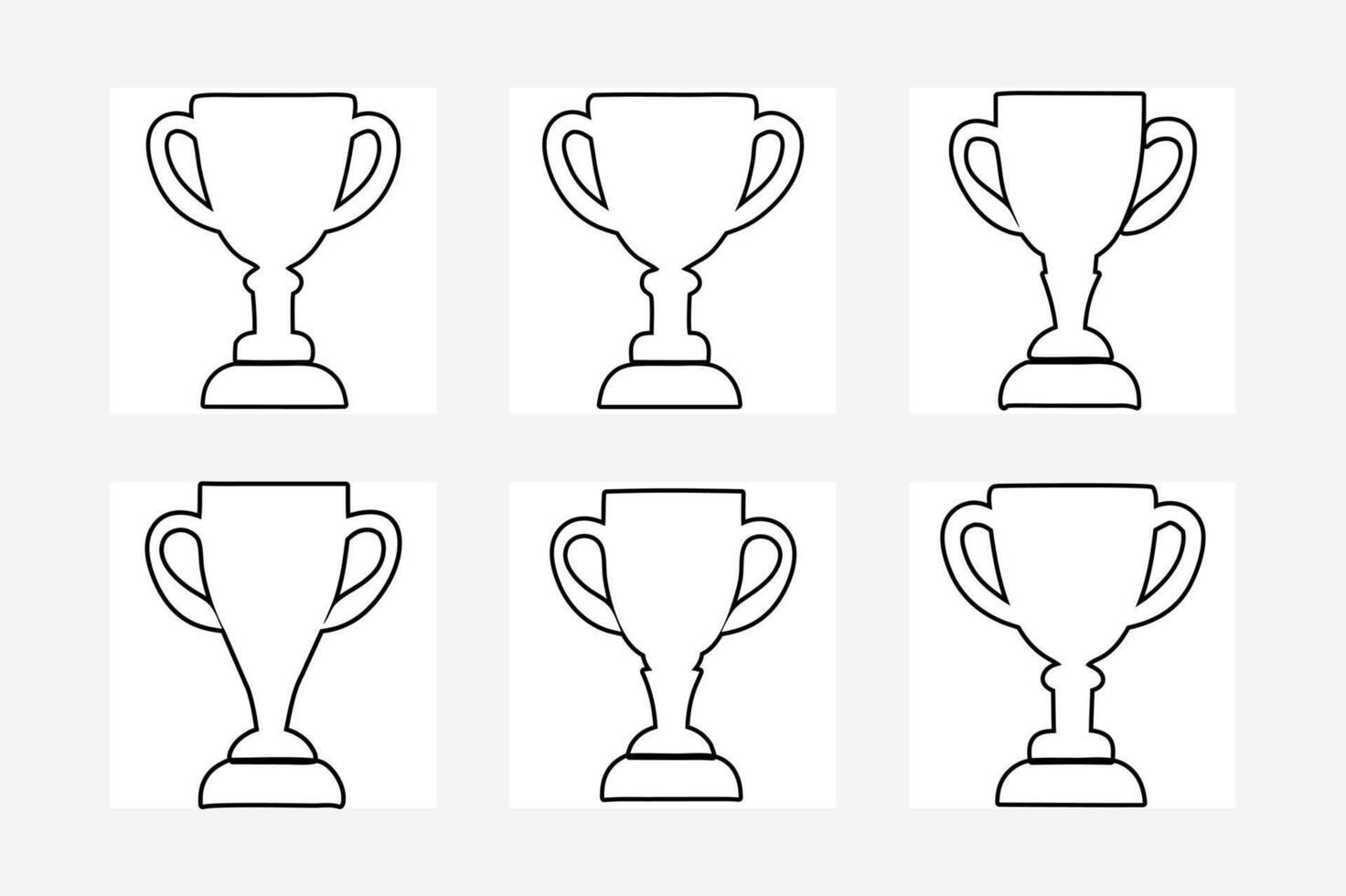 Champion Cup set Line Art Drawing Illustration set of cups vector