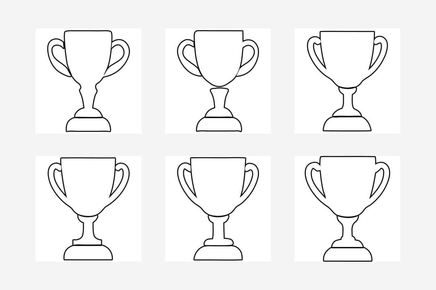 Champion Cup set Line Art Beautiful Victory Drawing Illustration set of cups vector