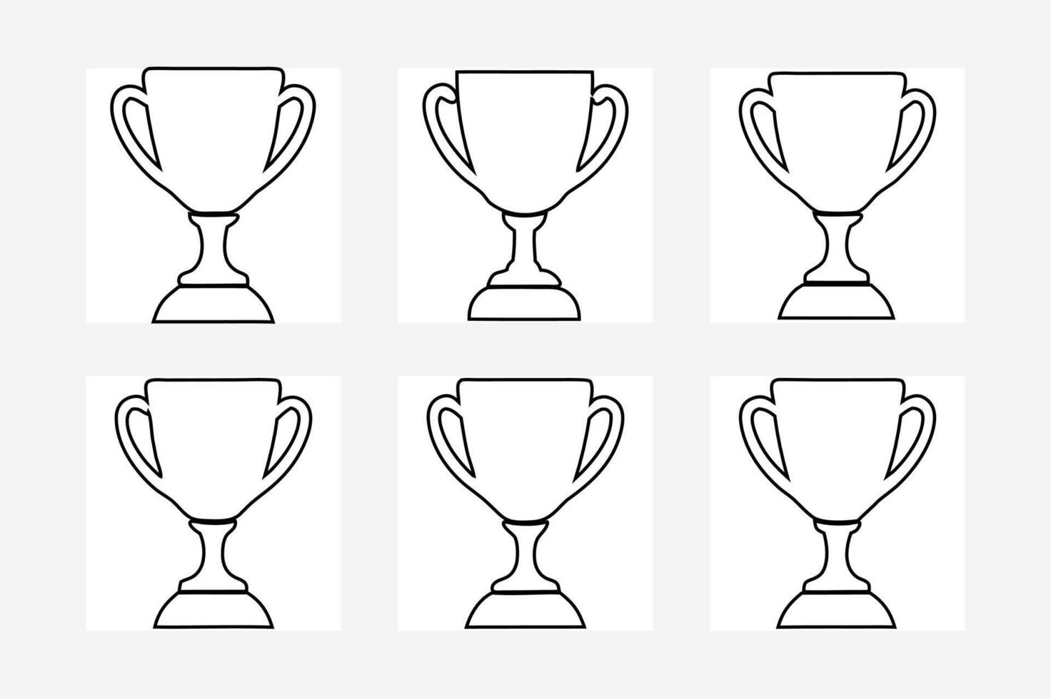 Champion Cup set Line Art Beautiful Victory Drawing Illustration vector