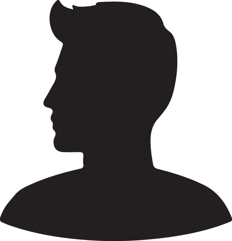 Silhouette profile view male figure black and white minimalist. vector