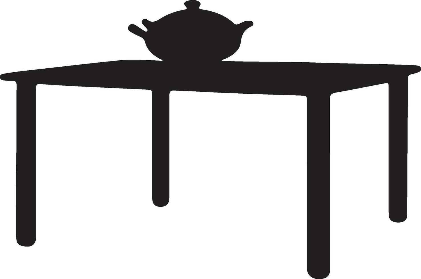 Silhouette minimalist kitchen table cooking pot on table black and white simple lines. vector