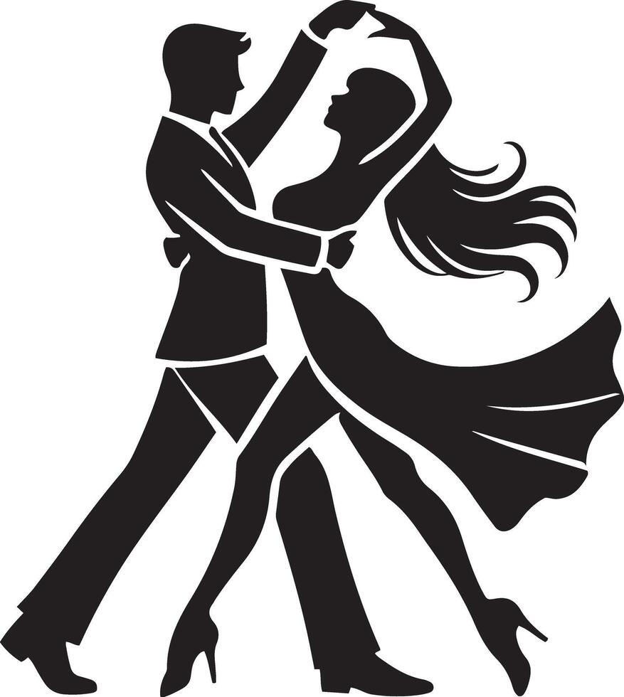 Graceful Silhouette Logo of Dancing Couple, Ideal for Artistic, Romantic, or Cultural Themes. vector