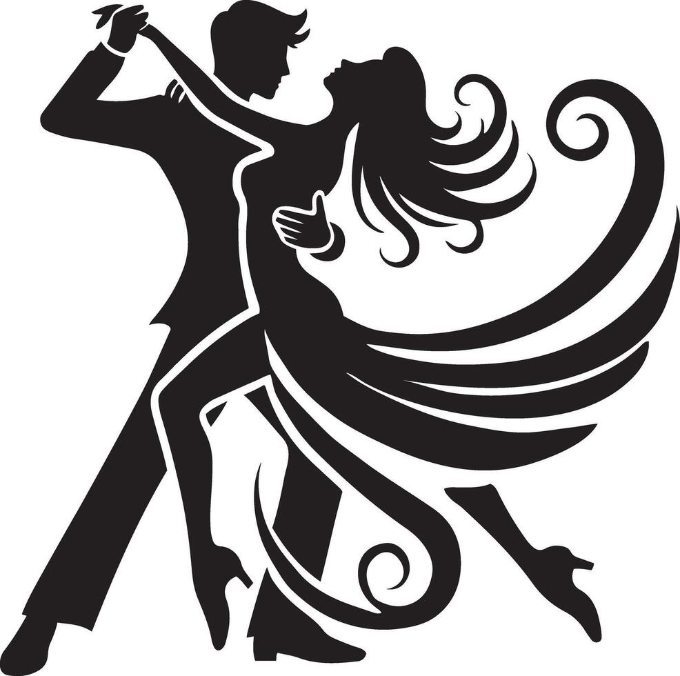Elegant Silhouette Logo of a Couple Dancing, Perfect for Wedding, Dance Studio, or Event Branding. vector