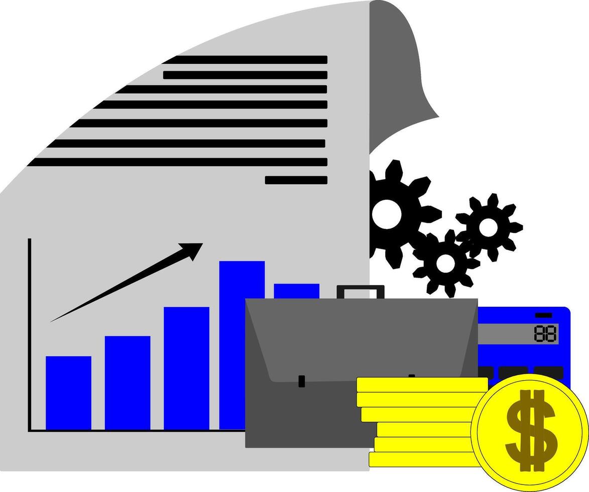 illustration of office work, hard work. vector