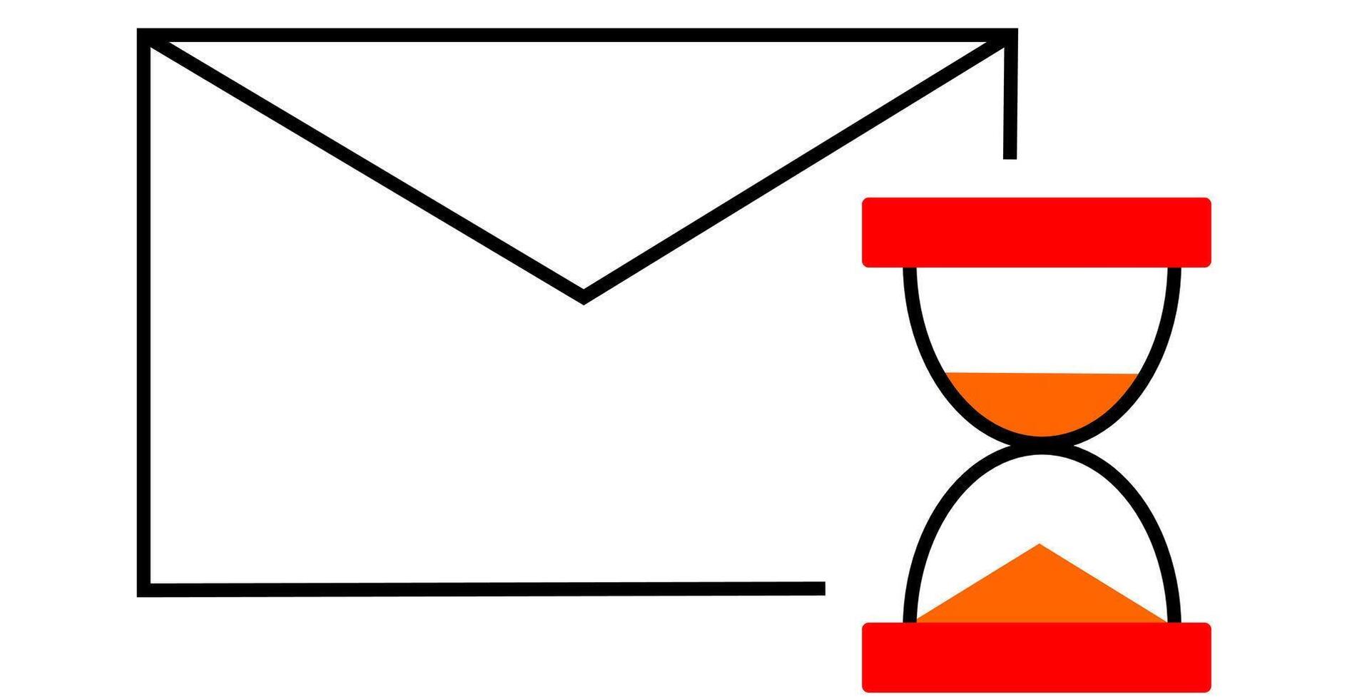 Illustration of waiting message, Hourglass with envelope and letter vector