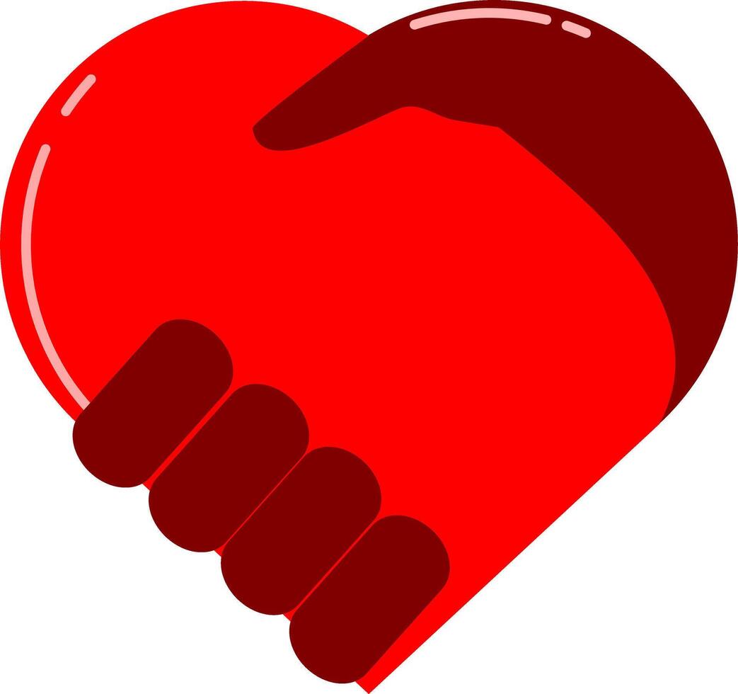 Illustration of a heart-shaped handshake. vector