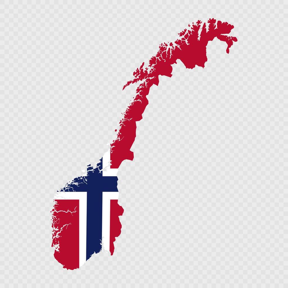 Norway map silhouette with flag. vector