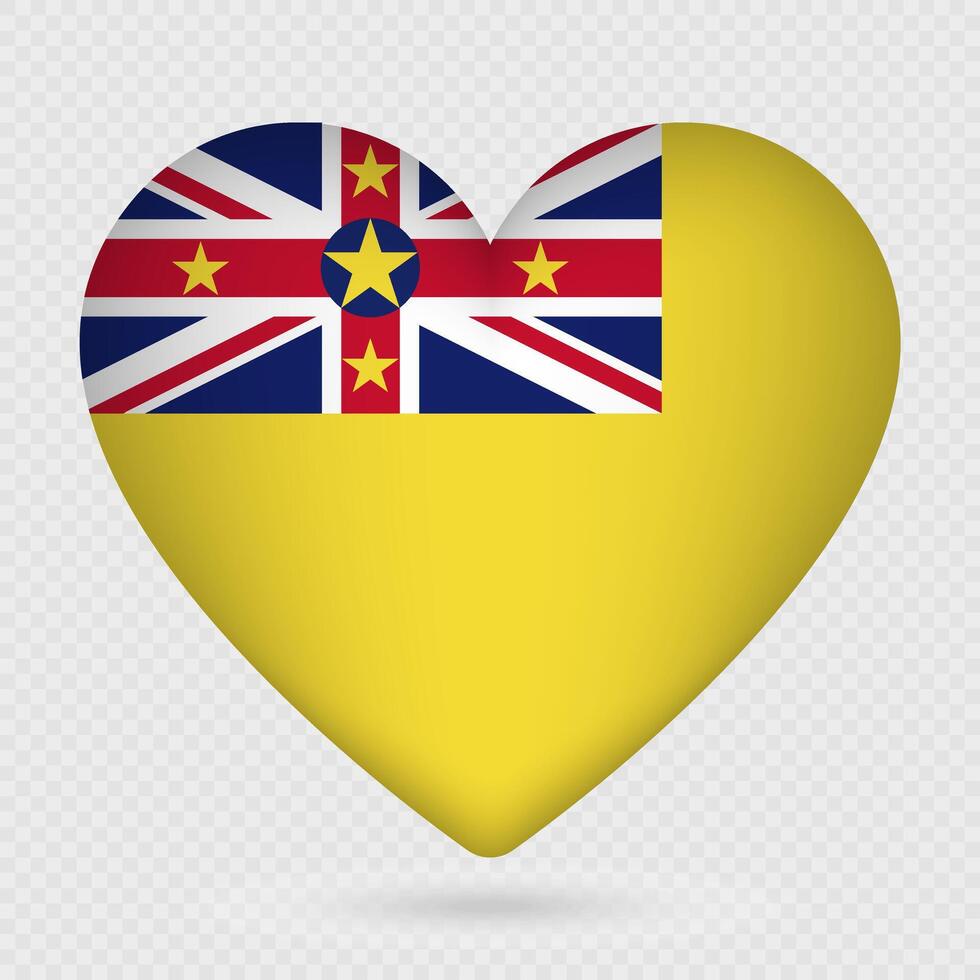 Niue flag in heart shape. illustration. vector
