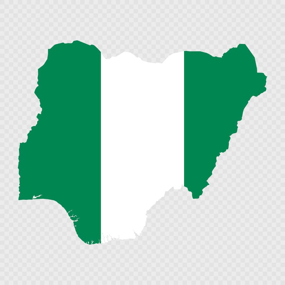 Nigeria map silhouette with flag. vector