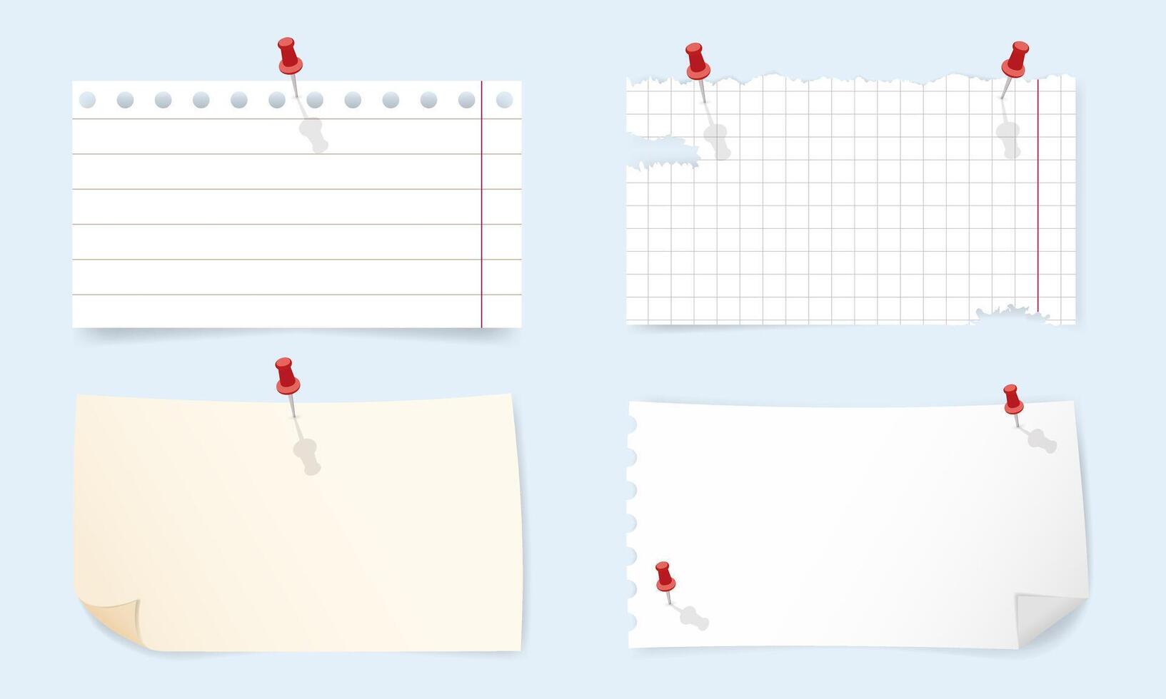 a set of rectangular stickers for notes, notebook sheets for notes vector