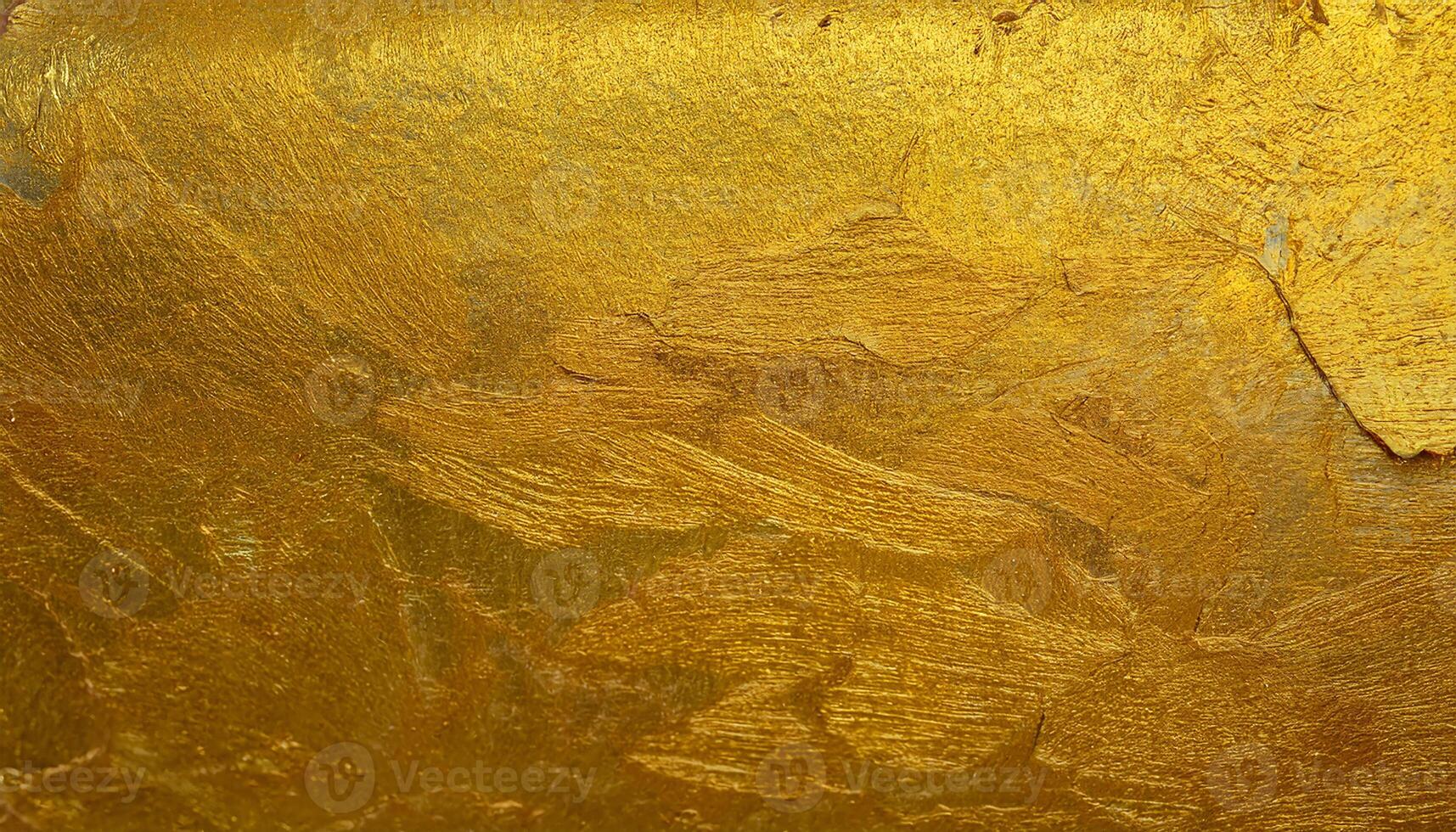 close-up of textured gold leaf application on a metallic surface with cracks and shimmering details for luxurious design backgrounds photo