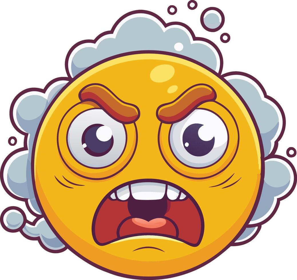 Frustrated emoji illustration with red face, steam, and angry expression, symbolizing irritation, rage, or heated emotions vector