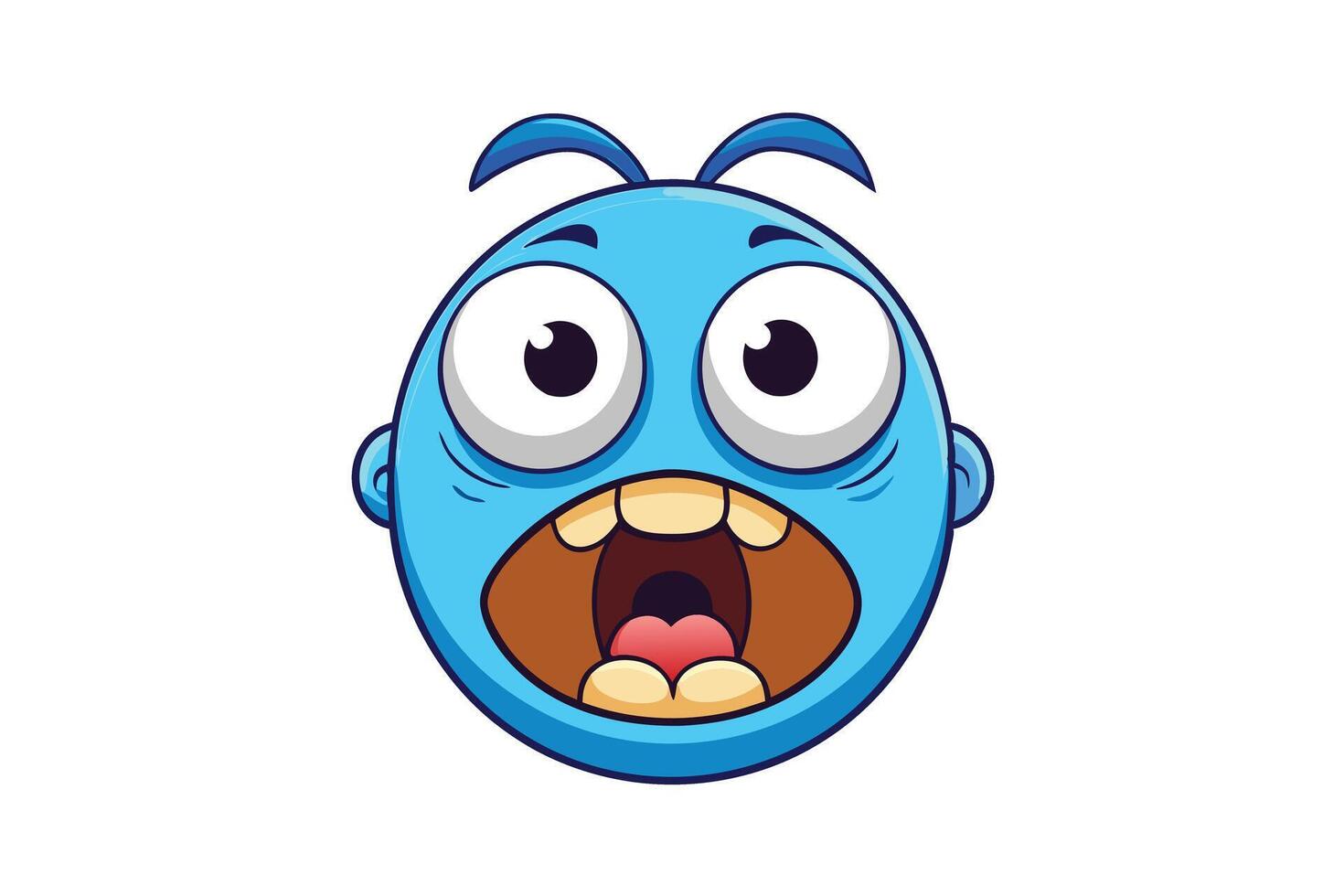 Cartoon emoji character in bright colors, screaming in terror, with expressive wide eyes and an open mouth vector