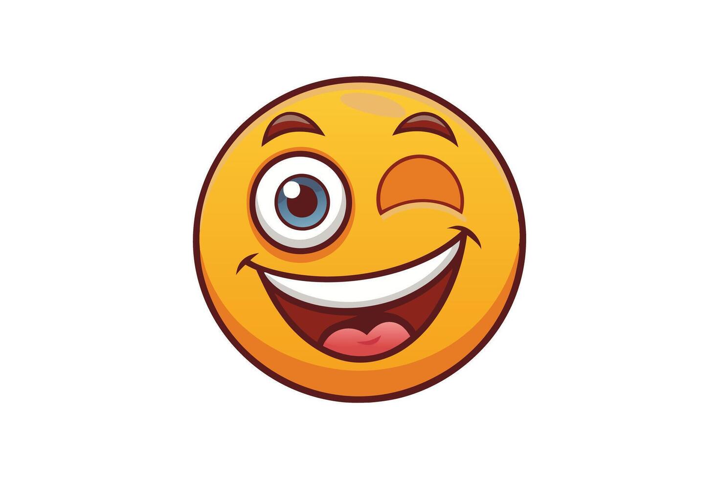 Bright yellow emoji with a winking expression, tongue out and cheerful grin, symbolizing fun, humor, and digital messaging emotions vector
