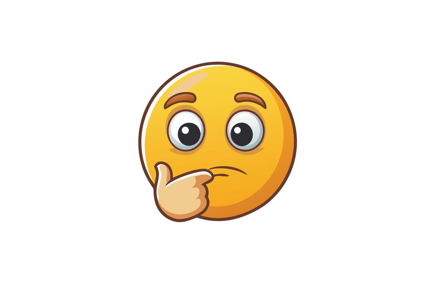 Reflective emoji face with thoughtful eyes and a hand gesture representing curiosity, inquiry, and brainstorming vector