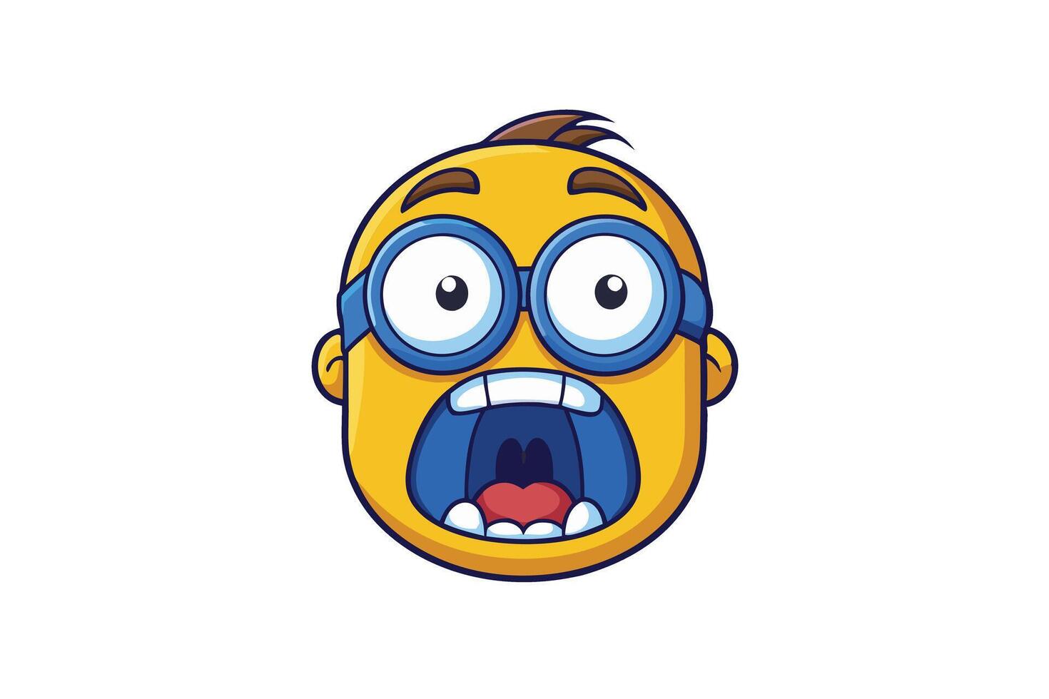 Colorful cartoon emoticon showing exaggerated fear, with round eyes and a dramatic open mouth for a humorous and fun illustration vector